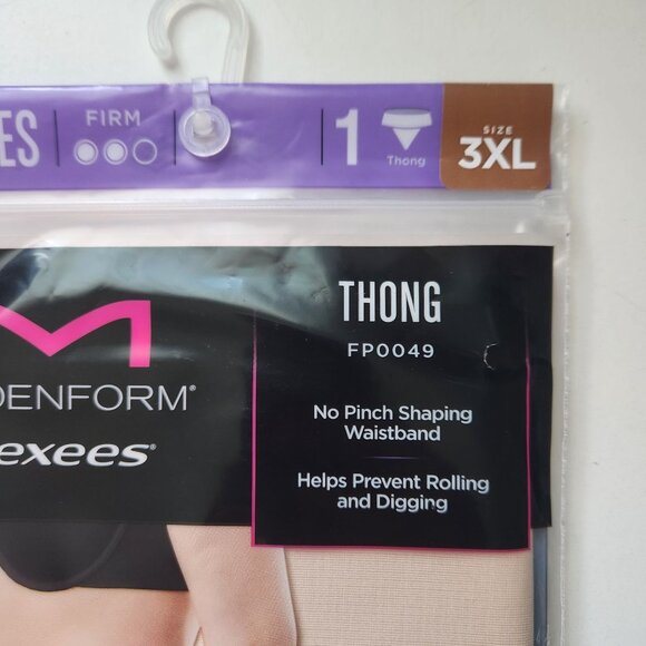 Maidenform Flexees Cool Comfort Womens Thong Shapewear 3XL Firm Control NUDE - Picture 3 of 7